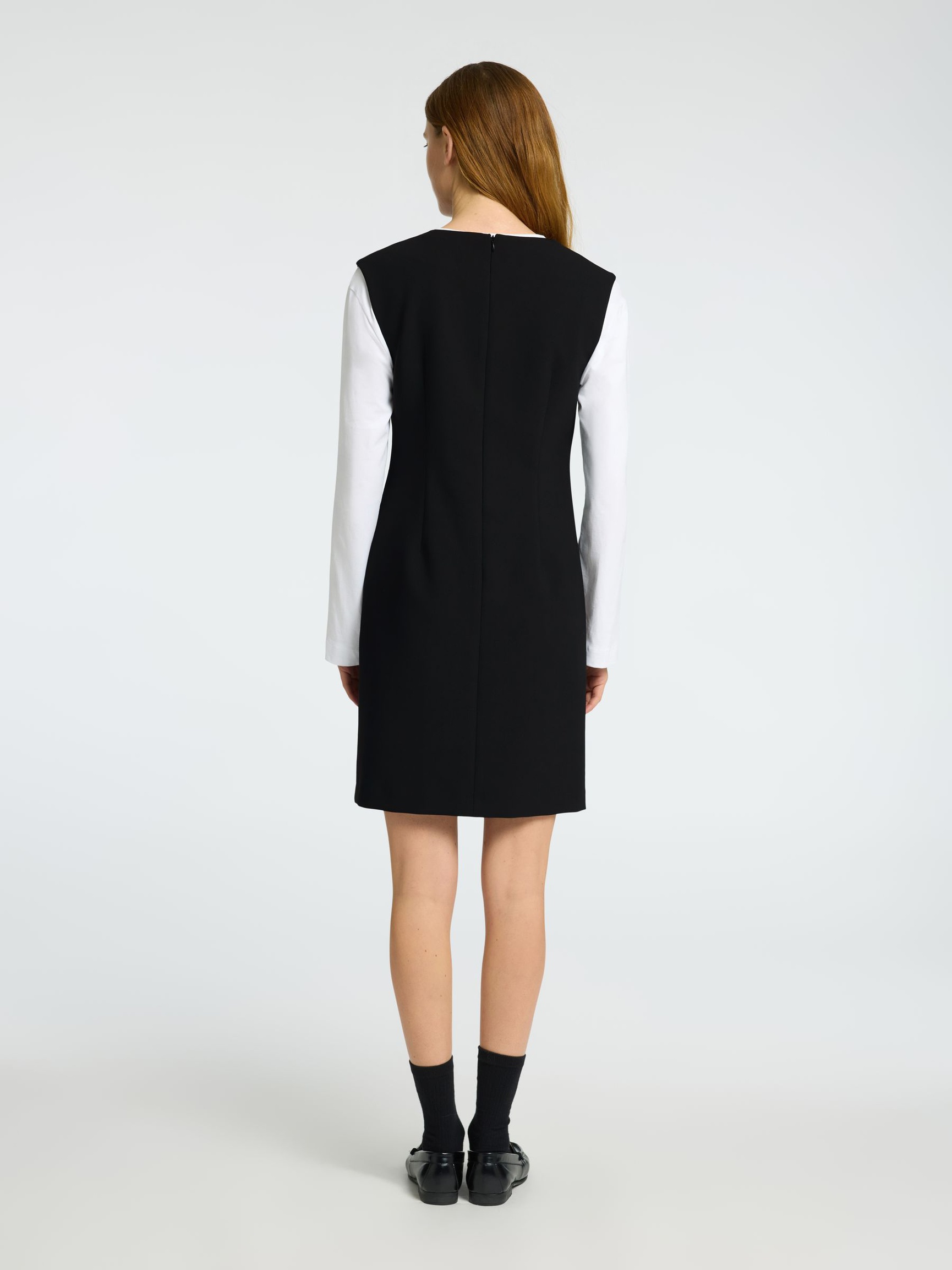 TAILORED SLEEVELESS DRESS, Black, highres