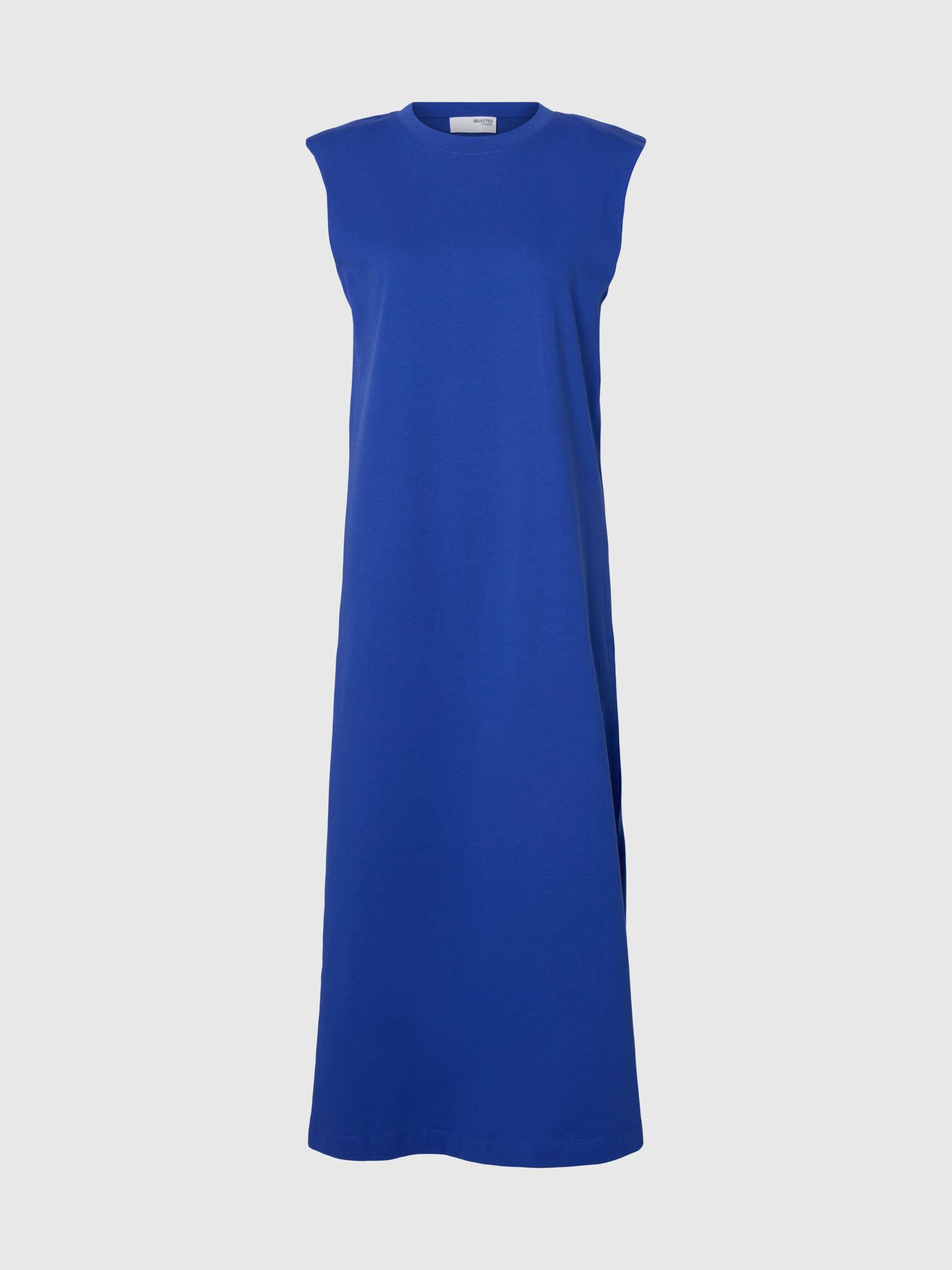 ÄRMELLOSES BAUMWOLL MAXIKLEID, Dazzling Blue, highres