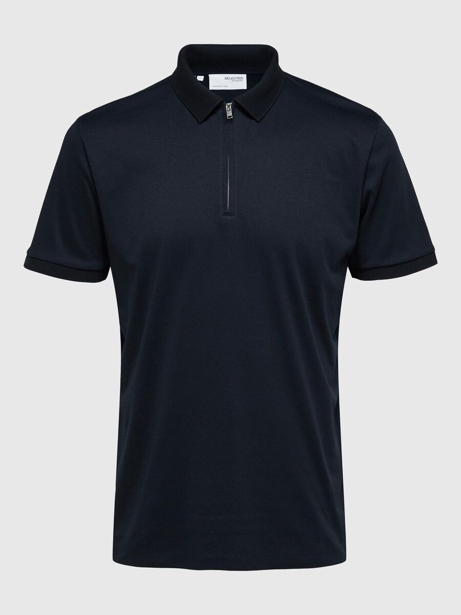 Selected ZIPPER POLO SHIRT, Sky Captain, highres - 16079026_SkyCaptain_001.jpg