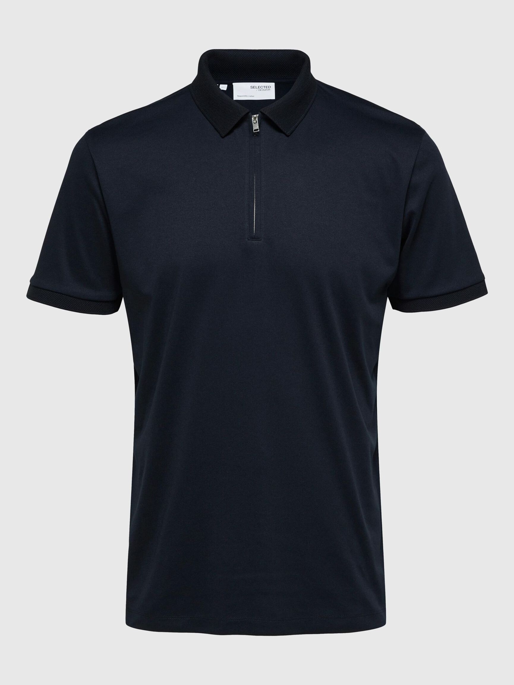 ZIPPER POLO SHIRT, Sky Captain, highres