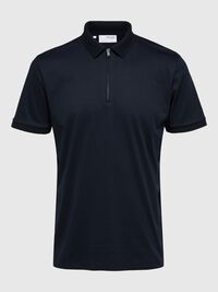 ZIPPER POLO SHIRT, Sky Captain, highres