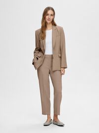 VISCOSE BLEND CROPPED TROUSERS, Camel, highres