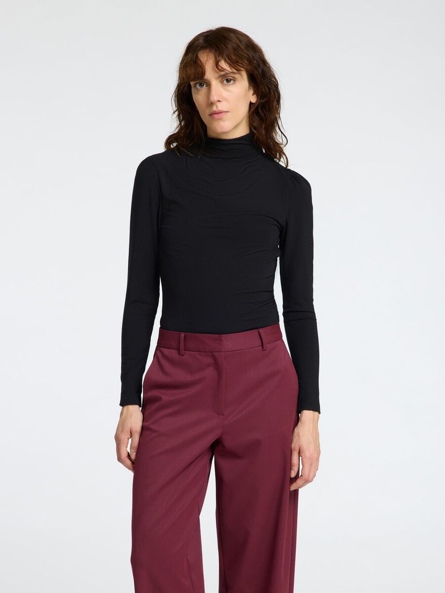 Selected GEDRAPEERD TOP MET LANGE MOUWEN, Black, highres - 16095800_Black_003.jpg
