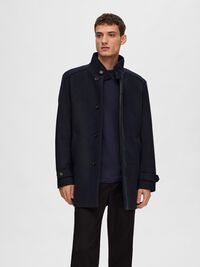 WOOL BLEND COAT, Sky Captain, highres