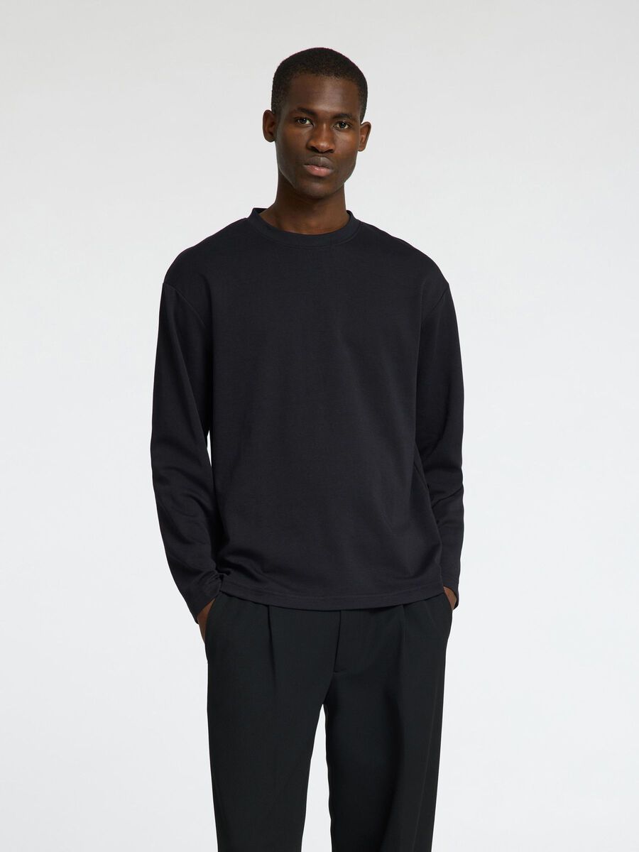 Selected LOOSE FIT LONGSLEEVE, Black, highres - 16097847_Black_003.jpg