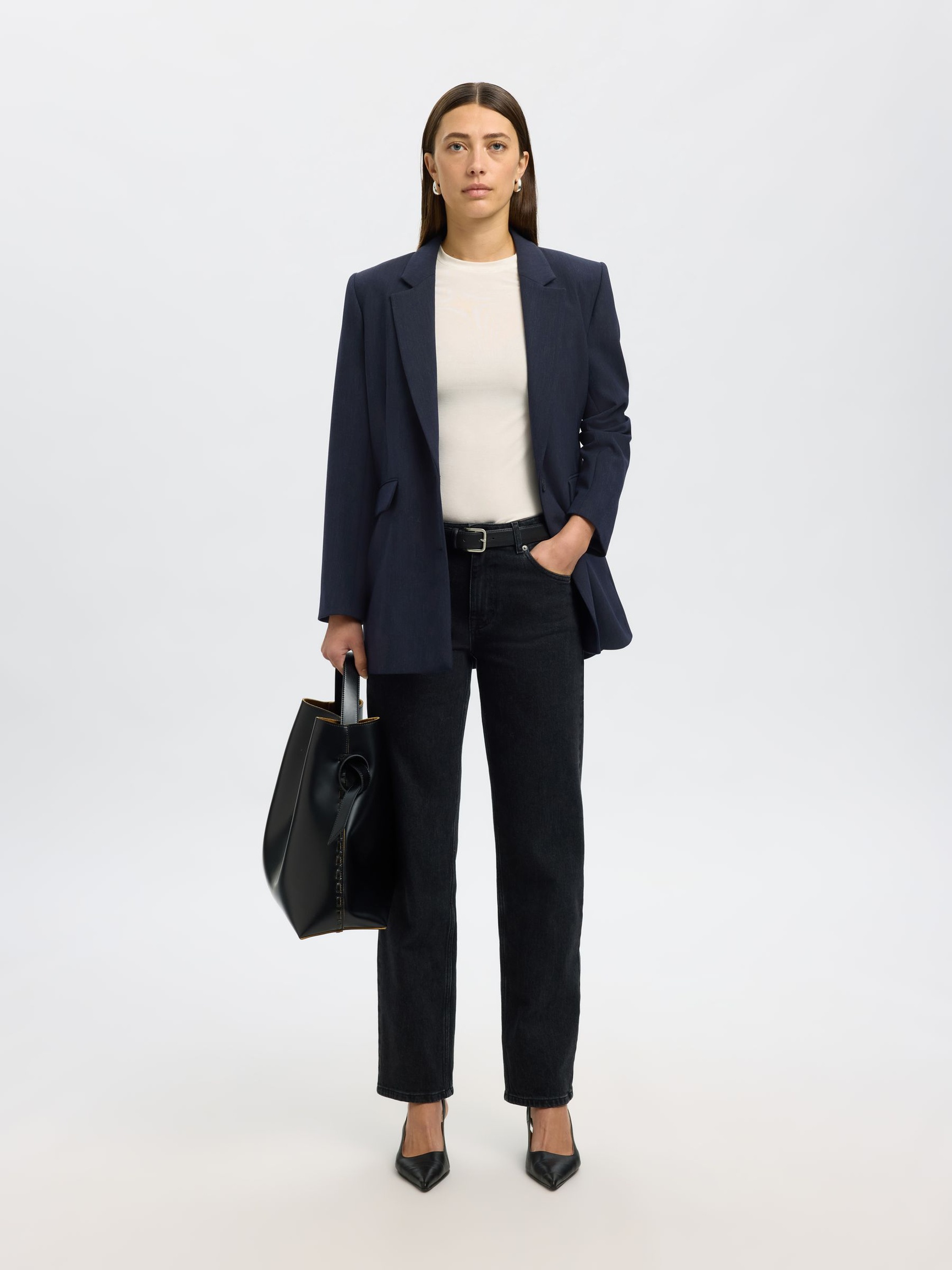VISKOSEBLANDING OVERSIZED BLAZER, Dark Sapphire, highres