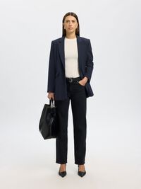 VISCOSE BLEND OVERSIZED BLAZER, Dark Sapphire, highres