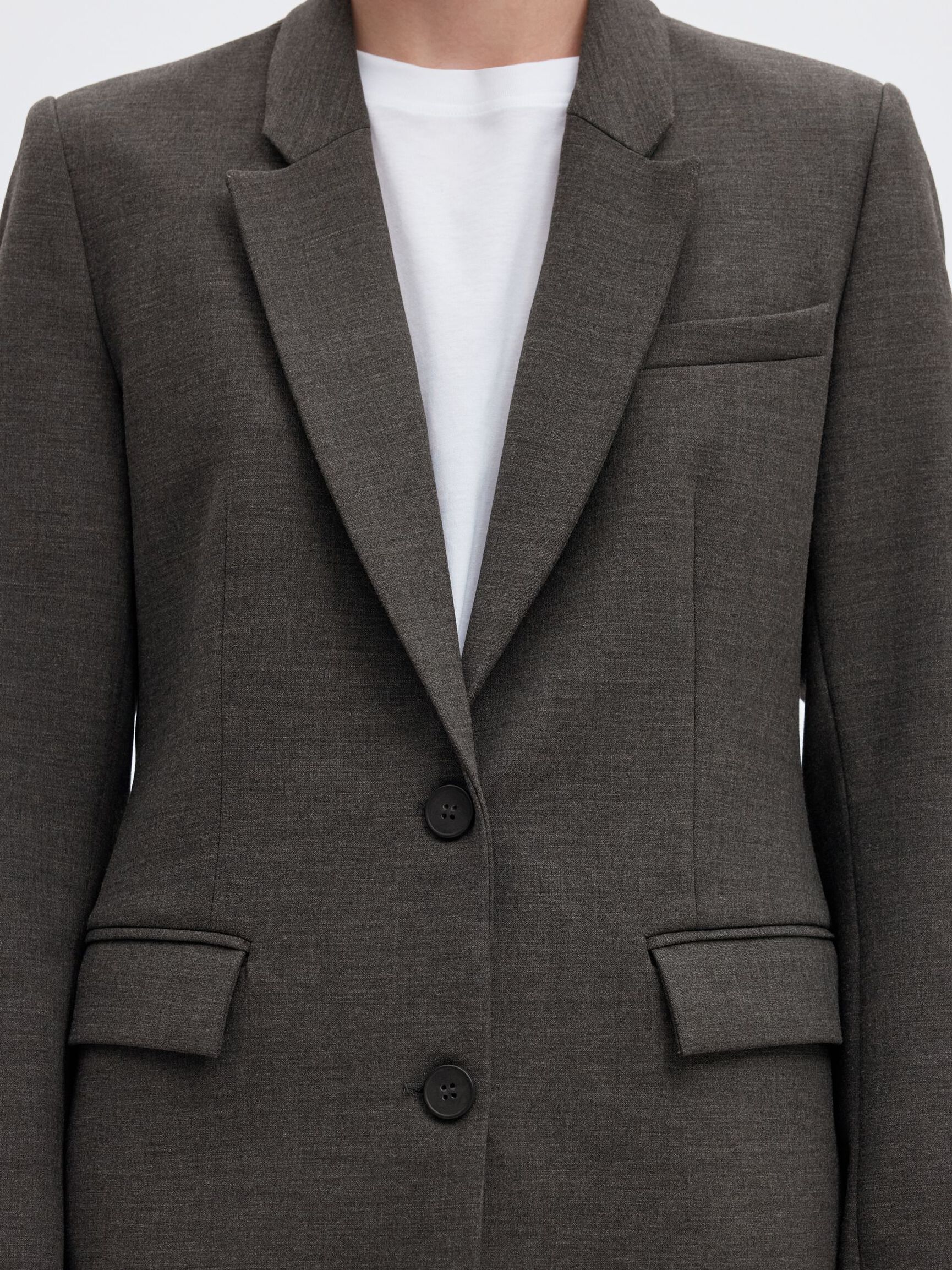 VISCOSE BLEND CLASSIC BLAZER, Dark Grey Melange, highres