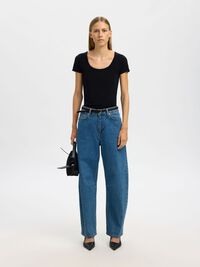 DYB HALSUDSKÆRING T-SHIRT, Black, highres