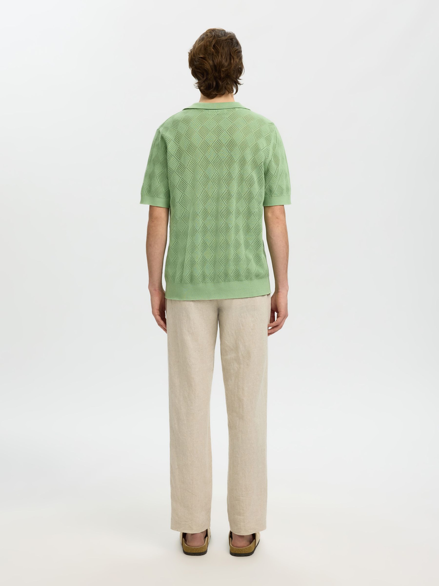 KORTE ÆRMER STRIKKET POLOSHIRT, Aspen Green, highres