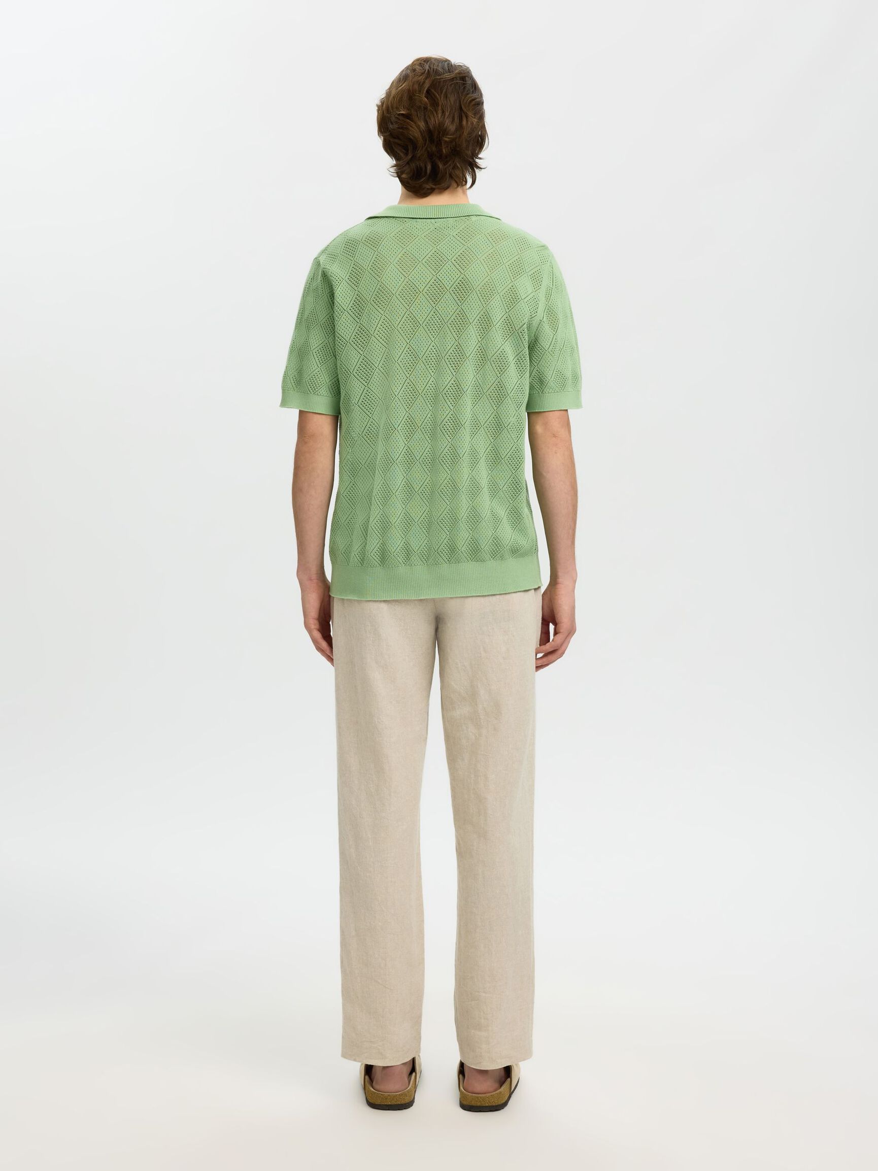 SHORT SLEEVED KNITTED POLO SHIRT, Aspen Green, highres