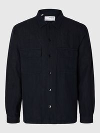 LONG-SLEEVED LINEN BLEND OVERSHIRT, Sky Captain, highres