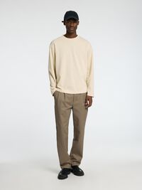 LOOSE FIT LANGÆRMET T-SHIRT, Oatmeal, highres
