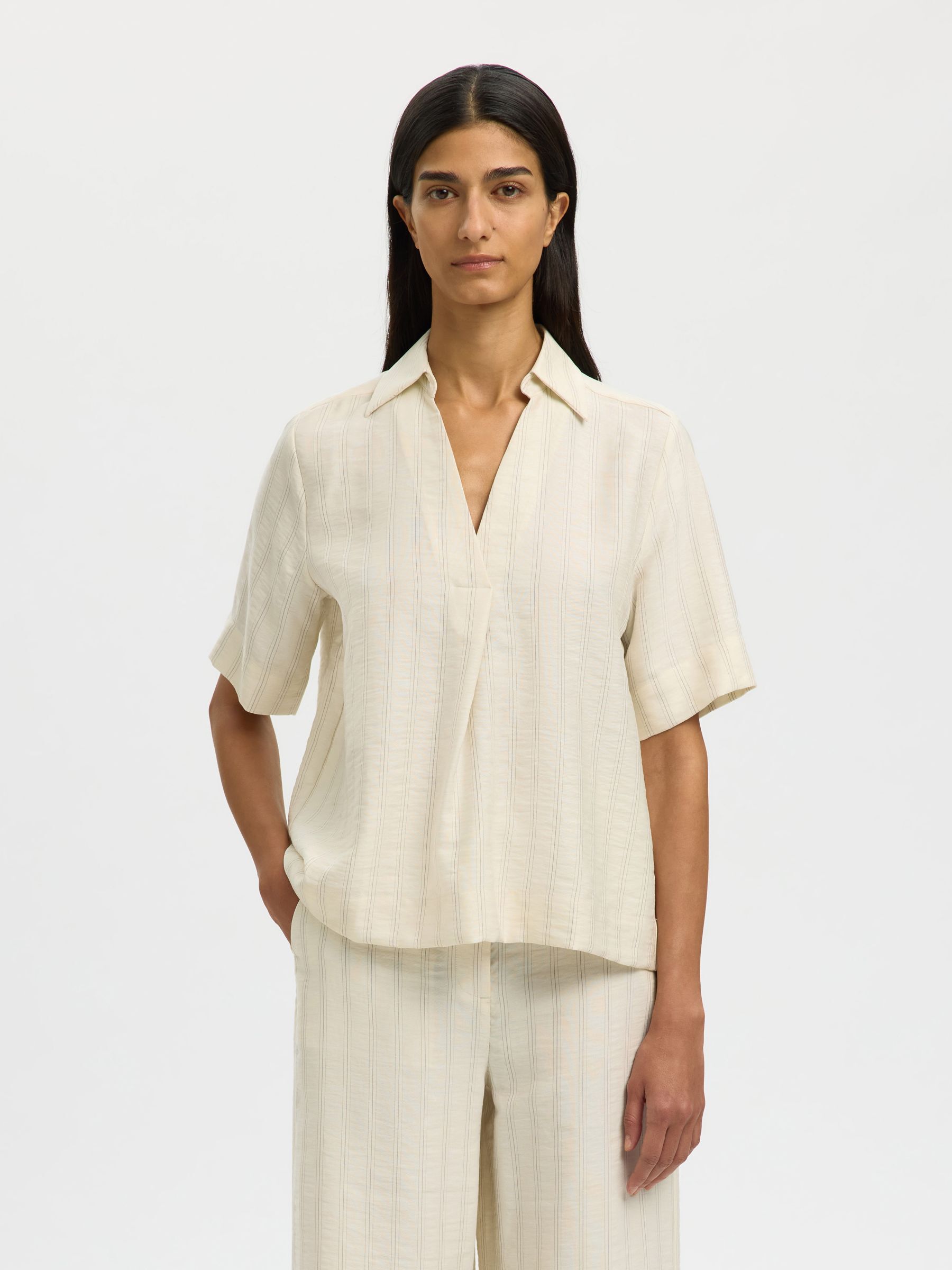 VISCOSEMIX SHIRT MET 2/4 MOUWEN, Egret, highres