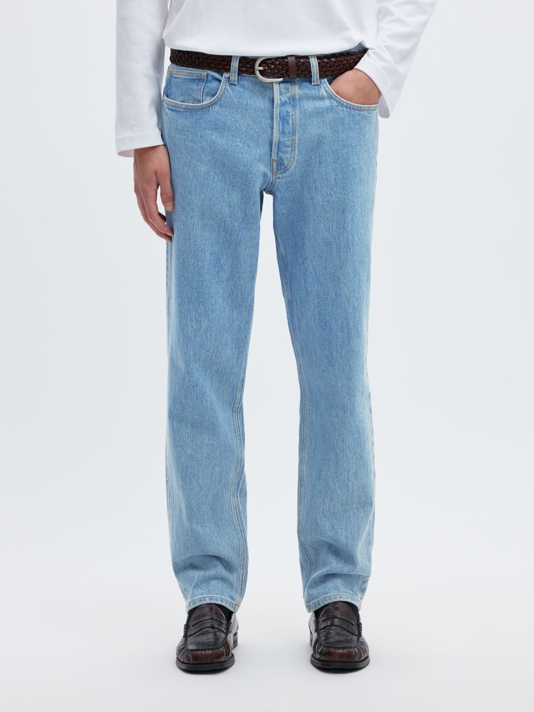 190 TAPERED FIT JEANS, Light Blue Denim, highres