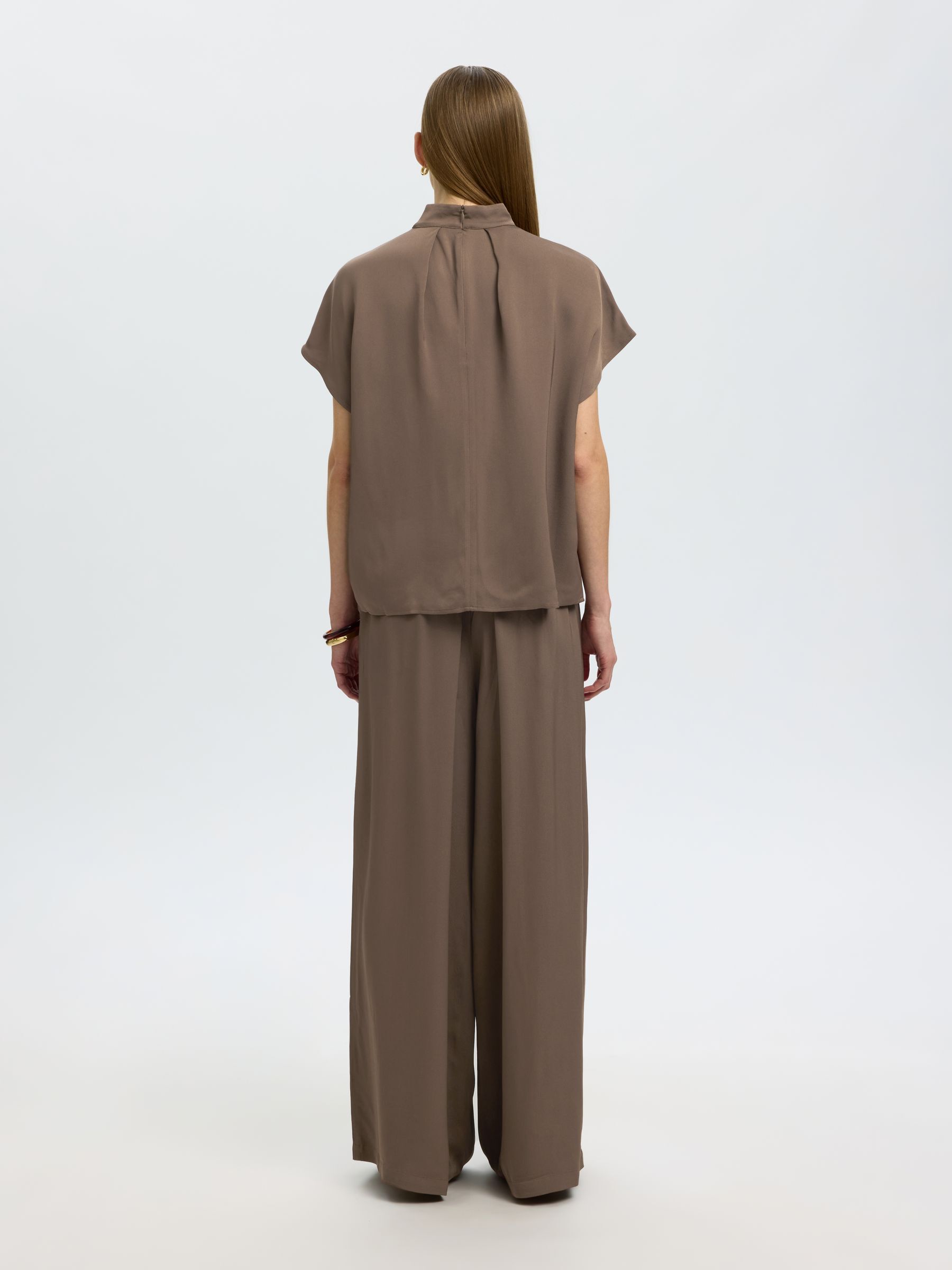 VISCOSE WIDE-LEG TROUSERS, Chocolate Chip, highres