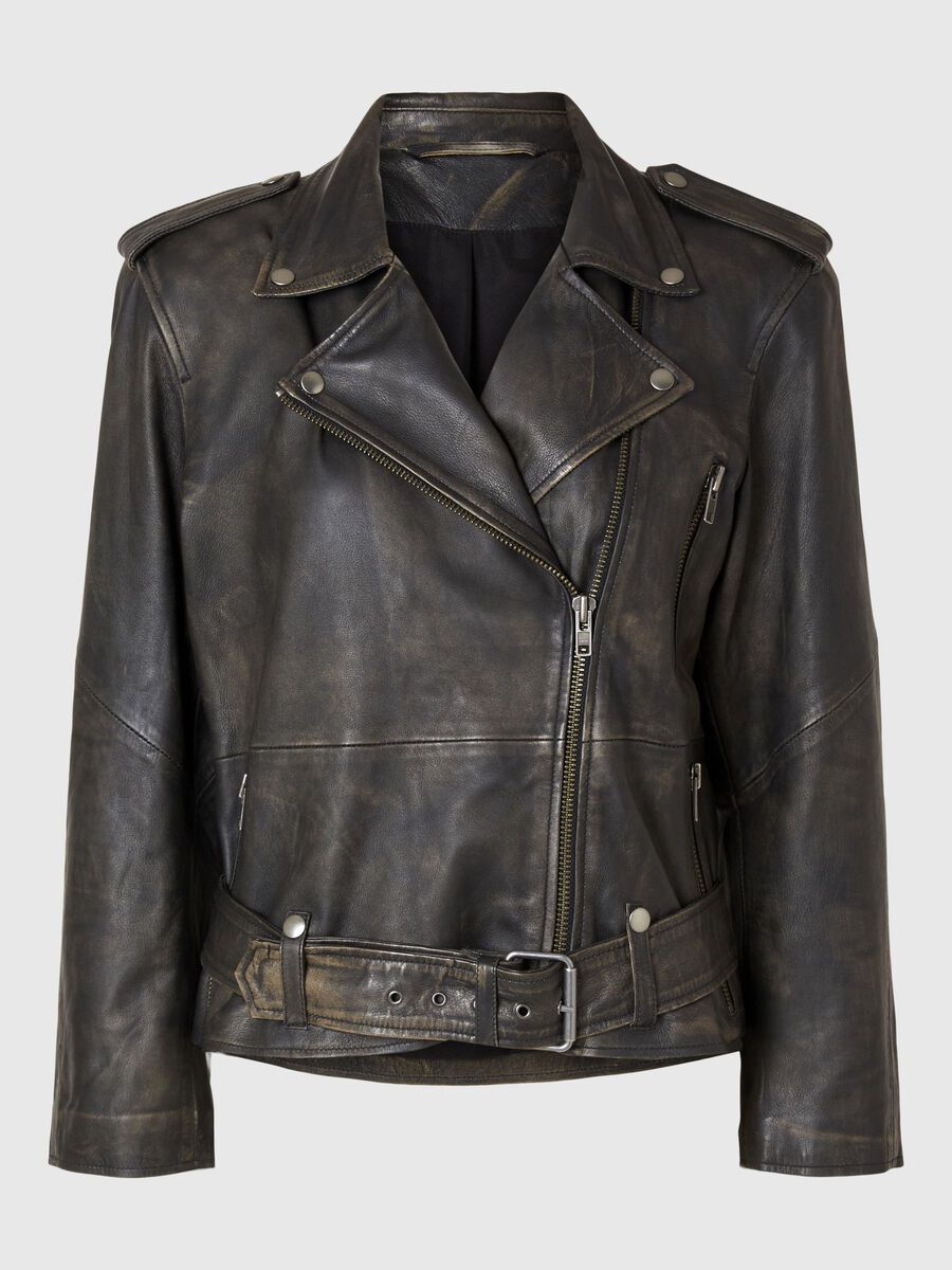 Selected 100 % CUIR VESTE MOTARD, Black, highres - 16095144_Black_1130010_001.jpg