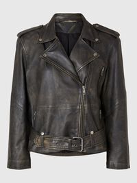 100% LEDER BIKERJACKE, Black, highres