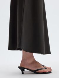 SATIN MIDI SKIRT, Black, highres