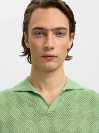SHORT SLEEVED KNITTED POLO SHIRT, Aspen Green, highres