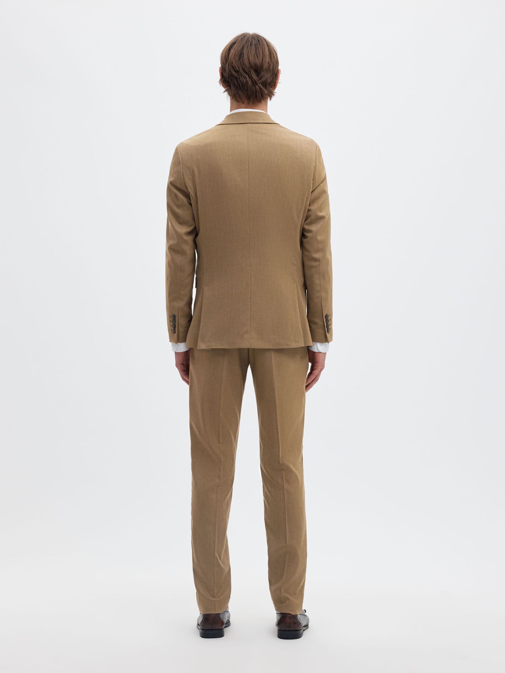 WOVEN WOOL BLEND BLAZER, Deep Taupe, highres