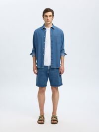 MELLEMBLÅ VASK DENIMSHORTS, Medium Blue Denim, highres