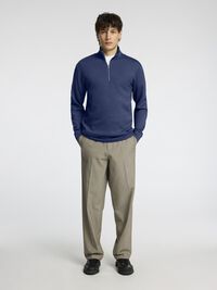 VISCOSE BLEND HALF ZIP SWEATSHIRT, Oceana, highres