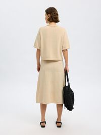SHORT SLEEVED KNITTED CARDIGAN, Birch, highres