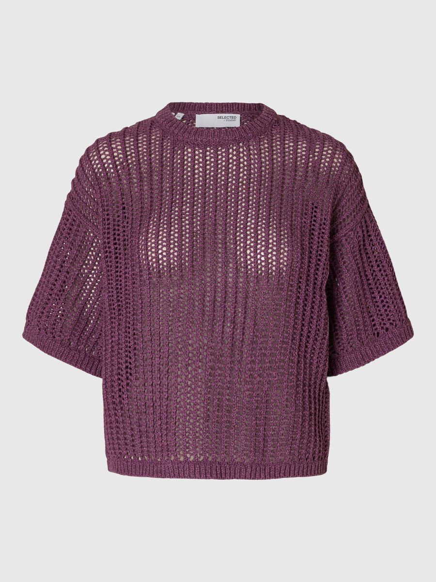 Selected LOOSE FIT STRIKKET TOPP, Plum Perfect, highres - 16097275_PlumPerfect_1179439_001.jpg