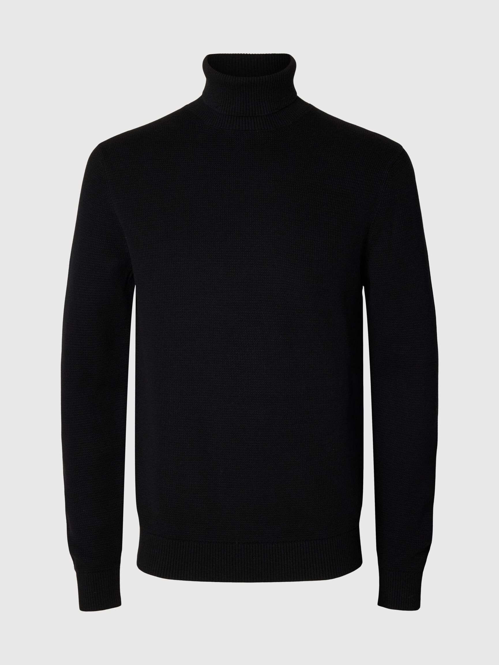 BAUMWOLL ROLLKRAGENPULLOVER, Black, highres