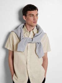 COTTON BLEND SHORT SLEEVED SHIRT, Pure Cashmere, highres