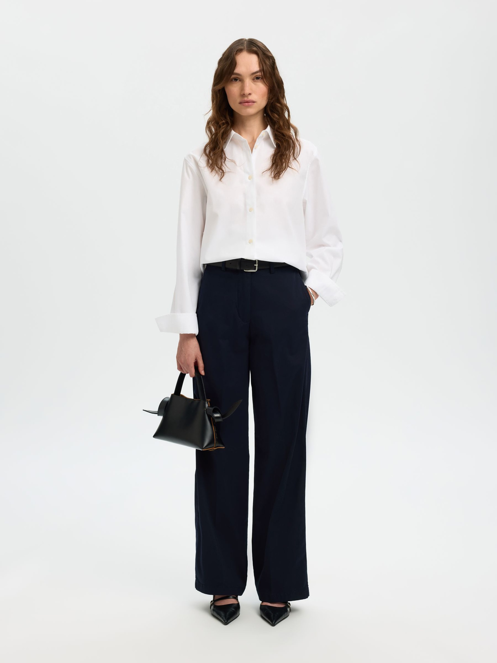 BAUMWOLLMIX WIDE LEG HOSE, Dark Sapphire, highres
