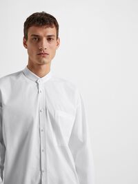 BANDED COLLAR SHIRT, White, highres