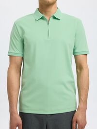ZIPPER POLO SHIRT, Hemlock, highres