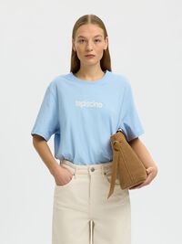 COTTON CREWNECK T-SHIRT, Cashmere Blue, highres