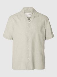 LIN MÉLANGÉ CHEMISE À MANCHES COURTES, Vetiver, highres