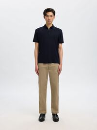 ZIPPER POLO SHIRT, Sky Captain, highres