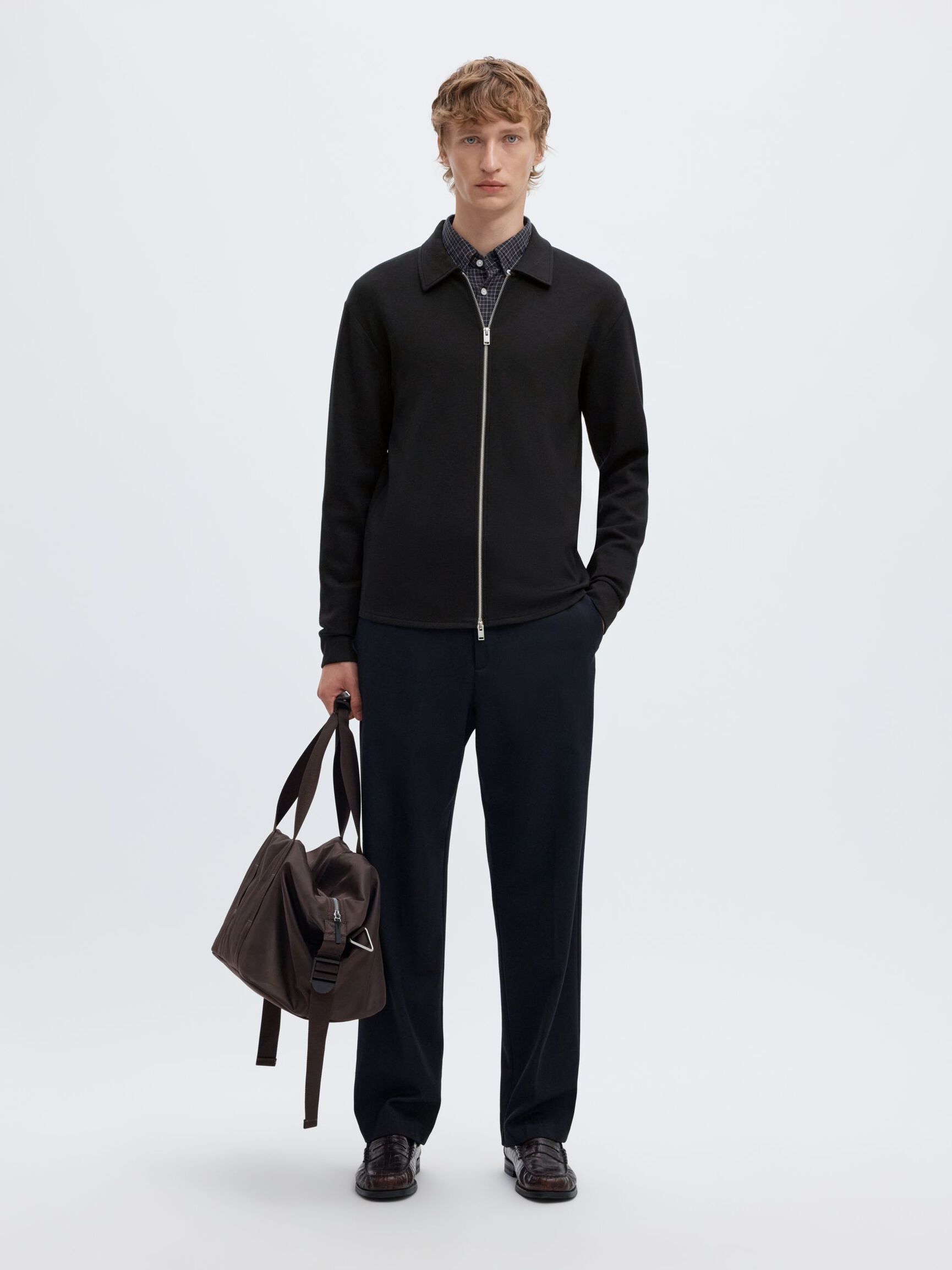 VISKOSEBLANDING CARDIGAN, Black, highres