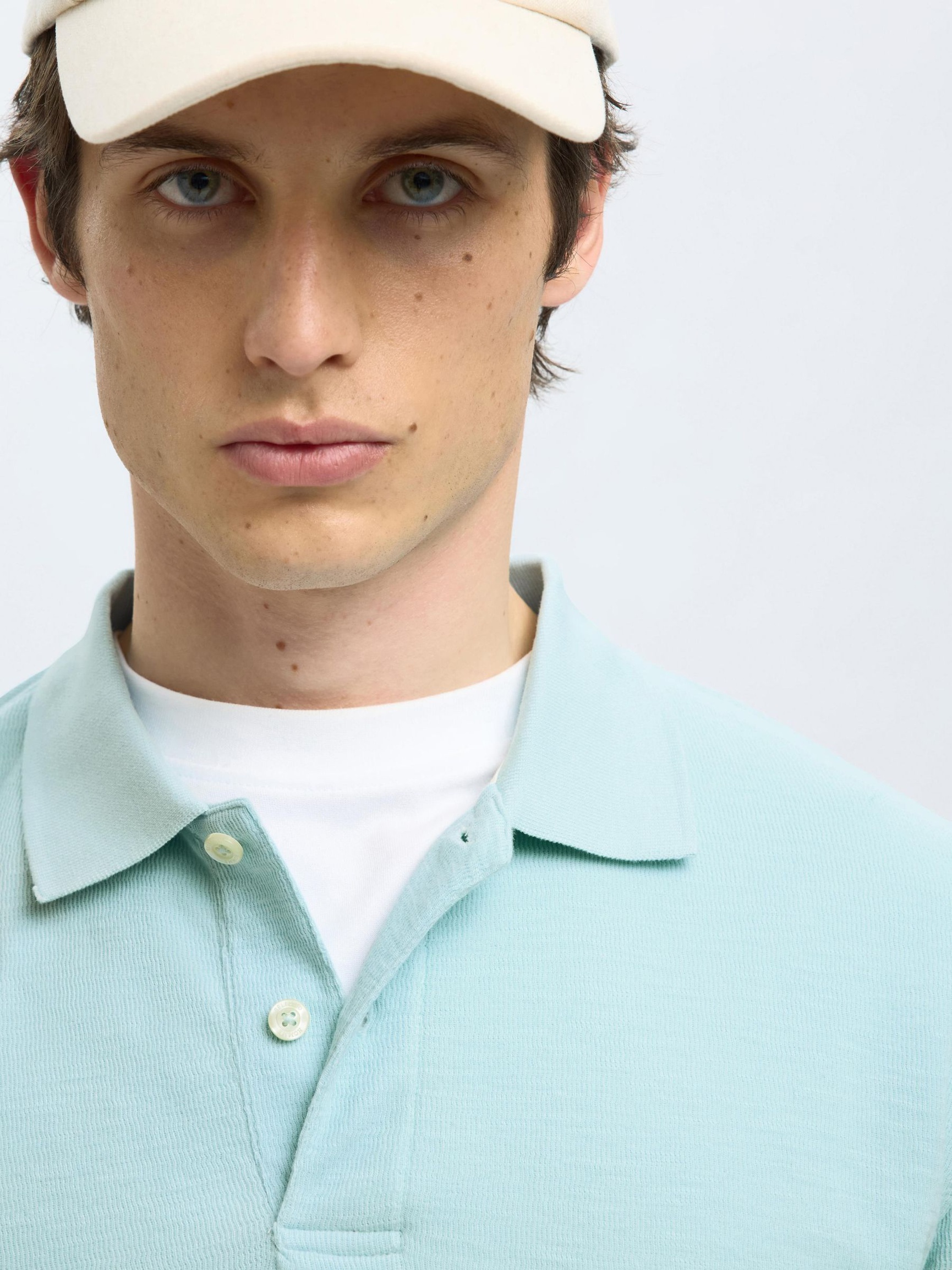 COTTON POLO SHIRT, Winter Sky, highres