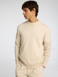 LET SWEATER MED RUND HALS, Oatmeal, highres
