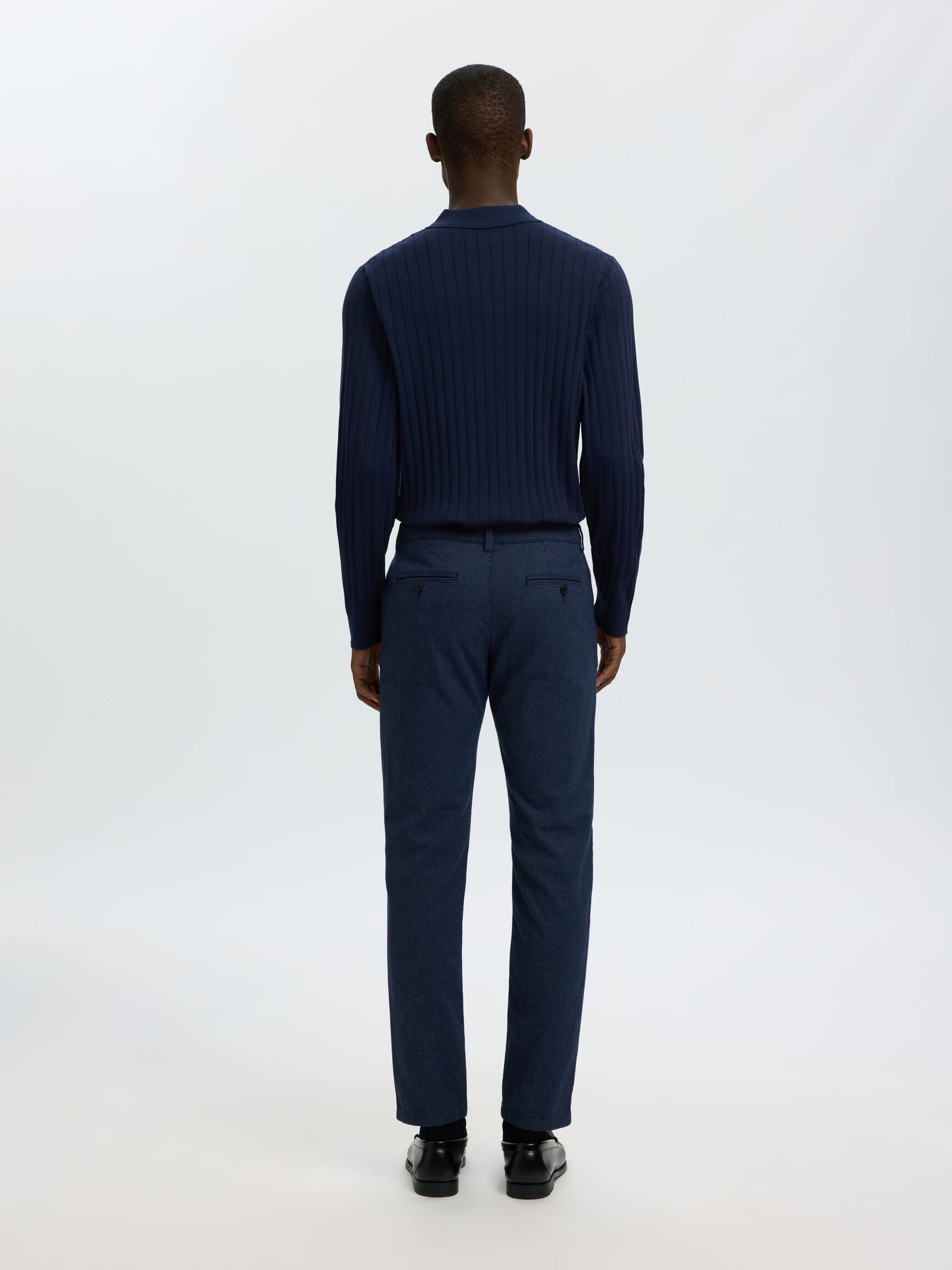COTTON KNITTED POLO SHIRT, Navy Blazer, highres
