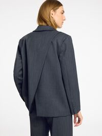ASYMMETRIC WOOL BLEND OVERSIZED BLAZER, Steel Gray, highres