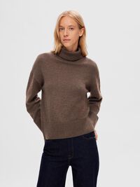 WOLLGEMISCH ROLLKRAGEN PULLOVER, Morel, highres
