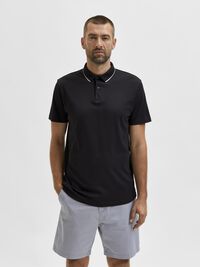 SHORT SLEEVED COOLMAX® POLO SHIRT, Black, highres