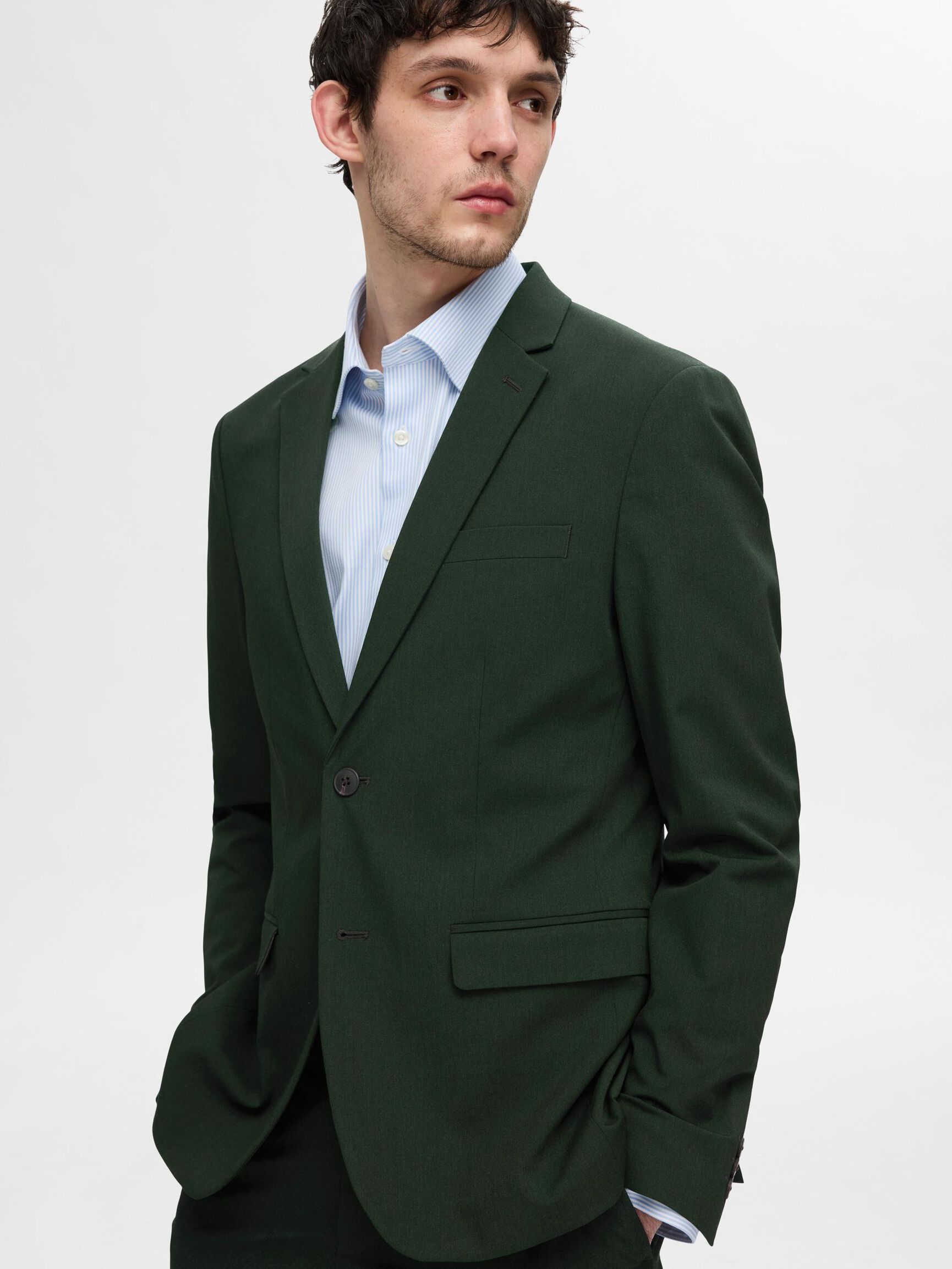 VISCOSE BLEND SLIM FIT BLAZER, Forest Night, highres