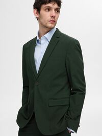 COUPE SLIM EN VISCOSE MÉLANGÉE BLAZER, Forest Night, highres