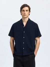 SEERSUCKER SHORT SLEEVED SHIRT, Sky Captain, highres