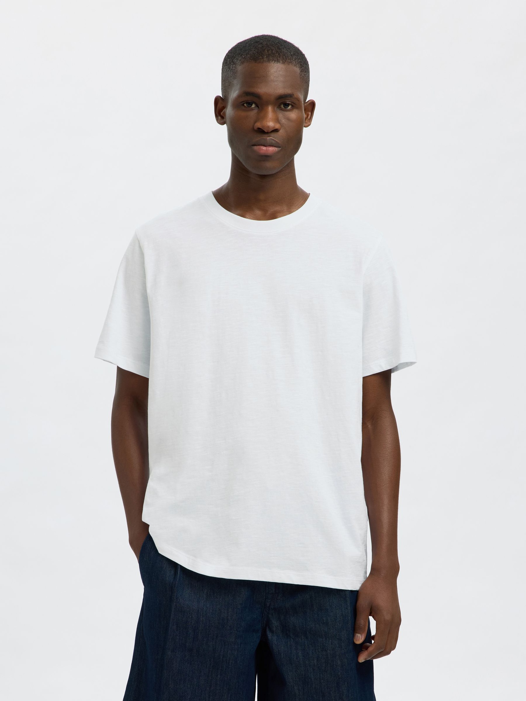 COTTON SLUB T-SHIRT, Bright White, highres