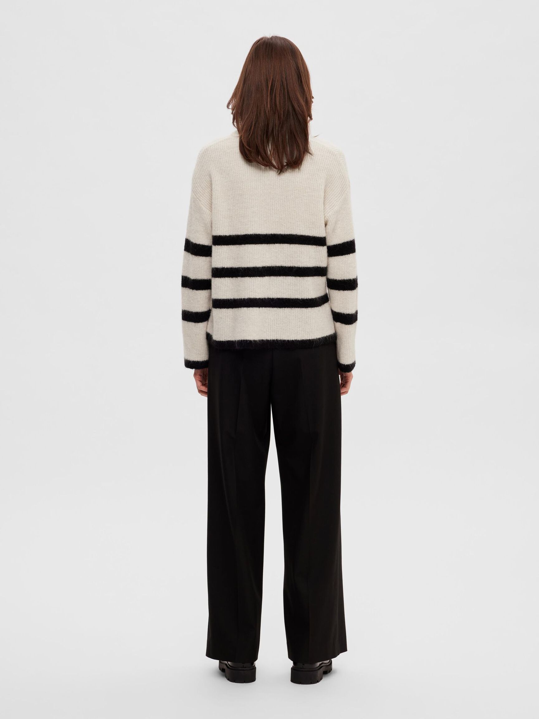 WOOL BLEND HALF-ZIP  PULLOVER, Birch, highres