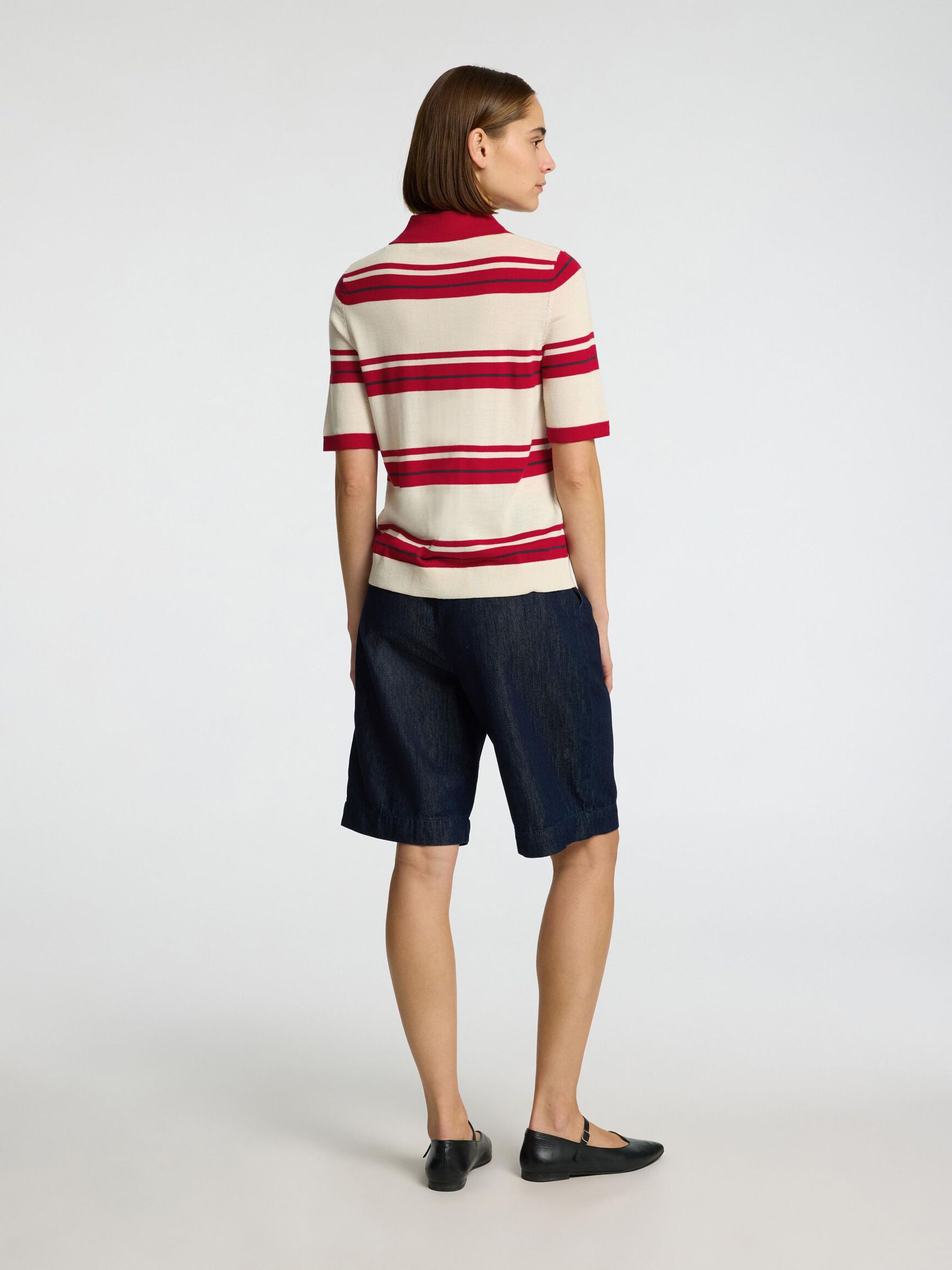 100% MERINOULD STRIKKET POLOSHIRT, Birch, highres